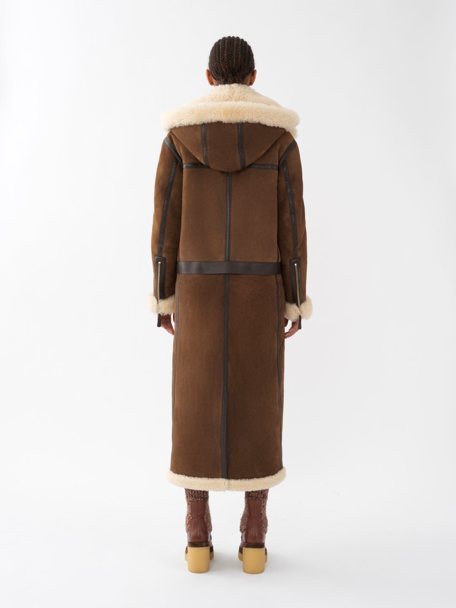 Manteau aviateur convertible en peau lainée - True Brown