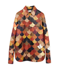Veste chemise en patchwork de cuir - True Brown