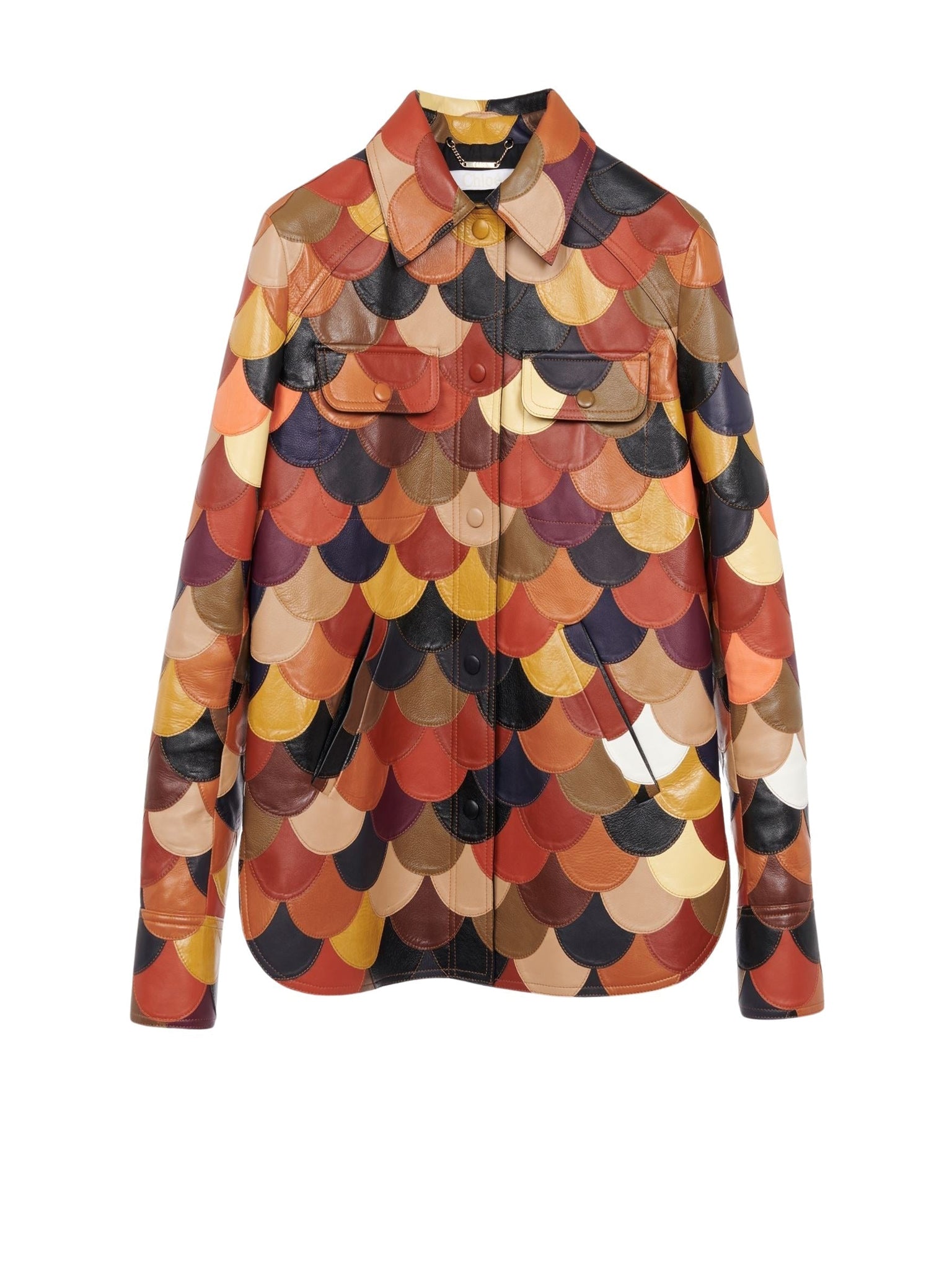 Veste chemise en patchwork de cuir - True Brown