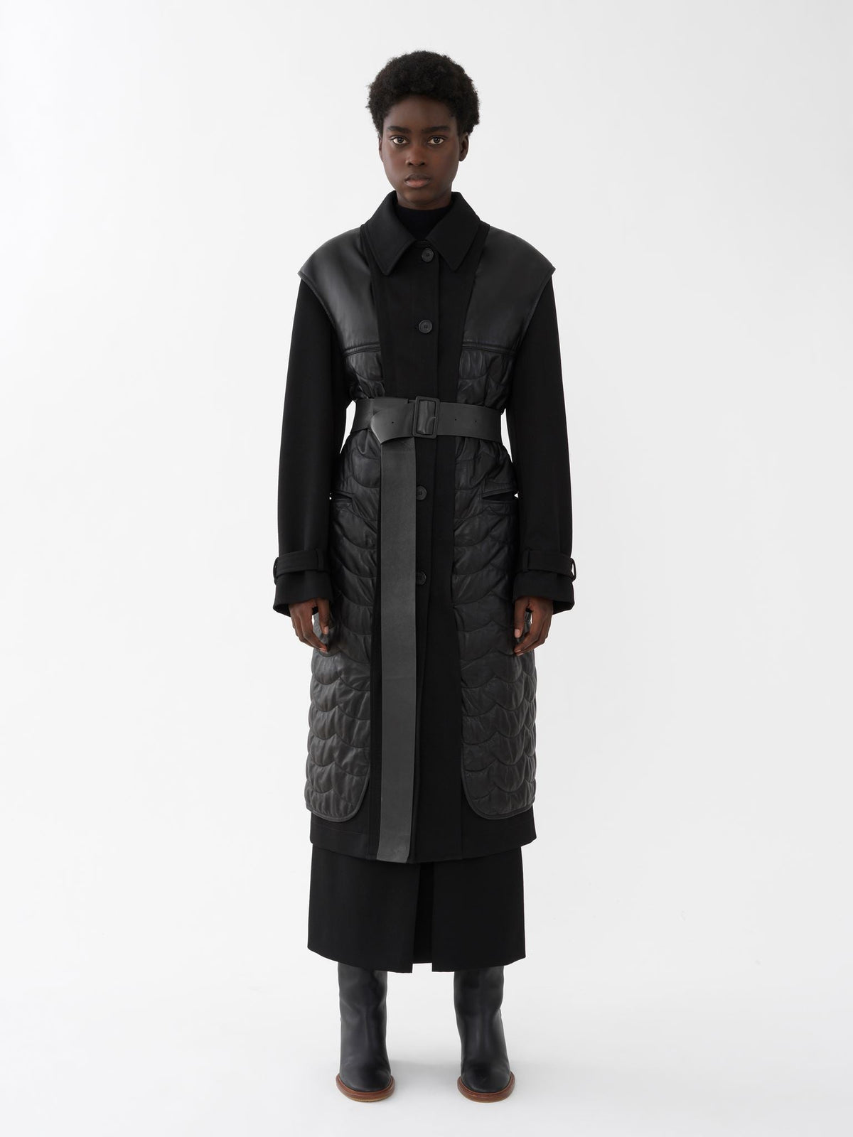 Trench avec gilet détachable en laine - Black