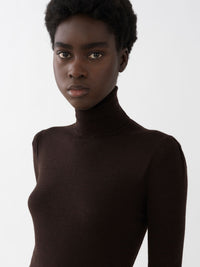 Pull à col roulé en laine - Chocolat Brun