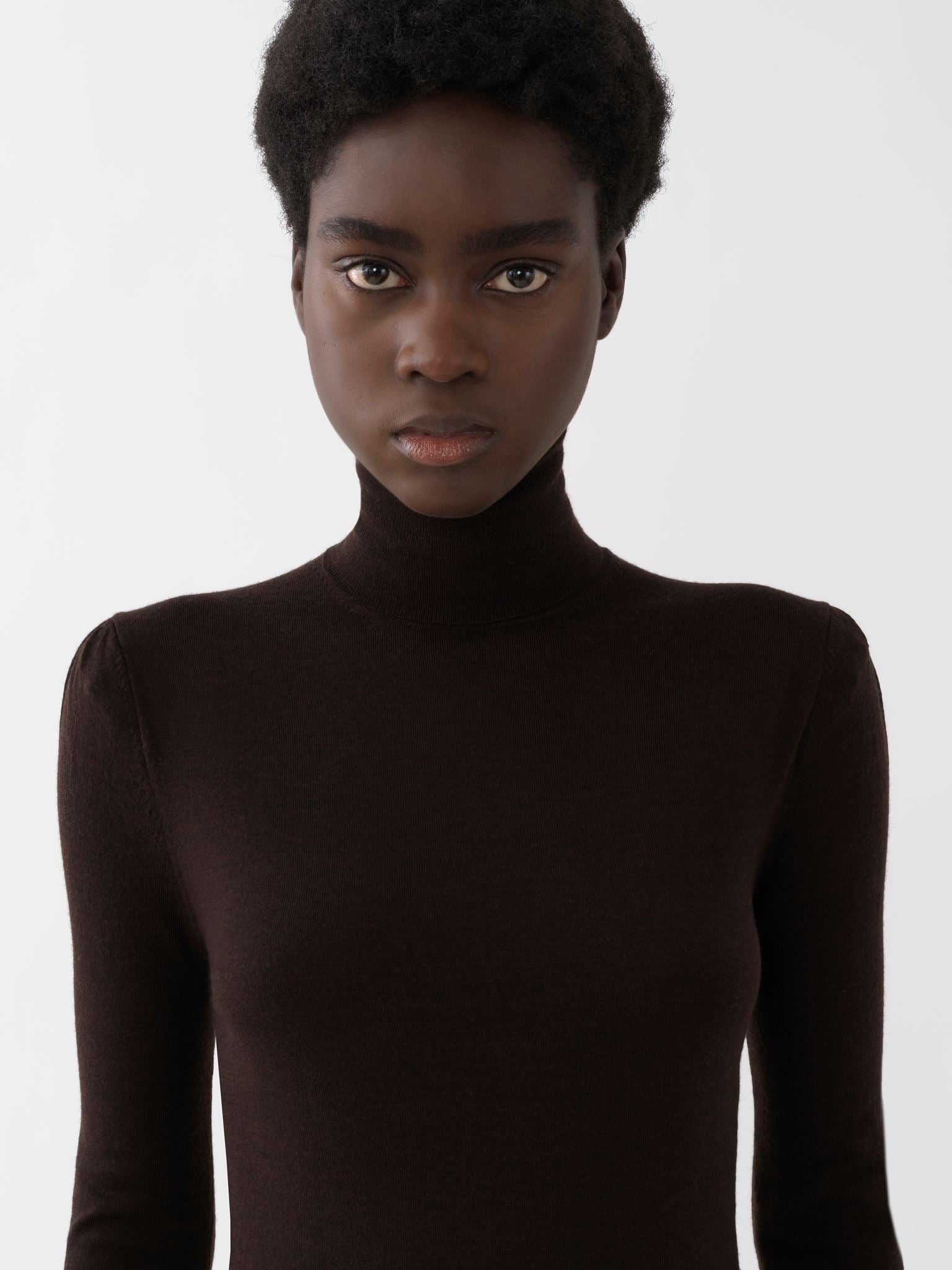 Pull à col roulé en laine - Chocolat Brun