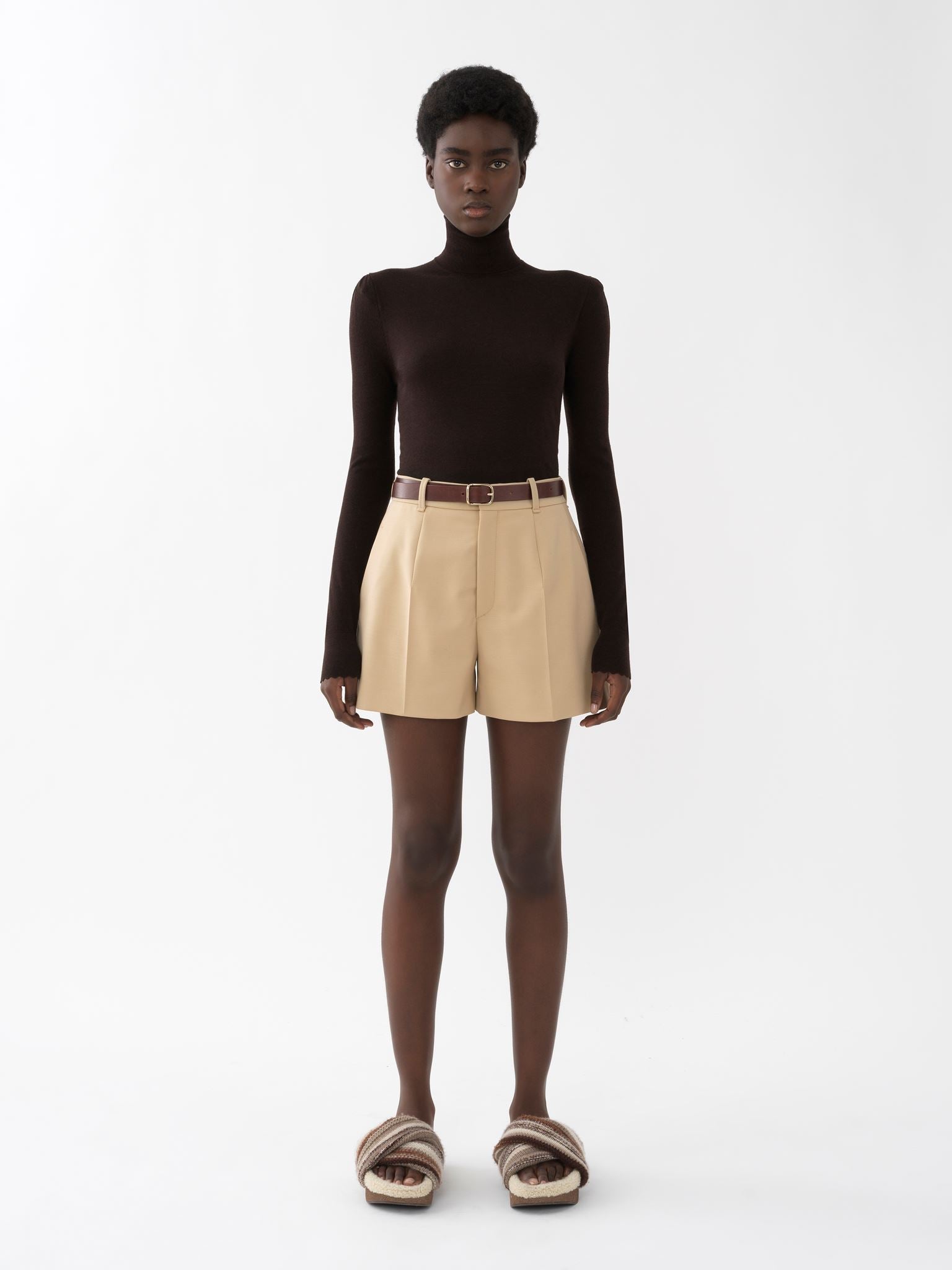 Pull à col roulé en laine - Chocolat Brun