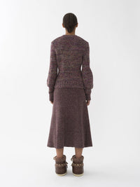 Pull col rond en maille tweed de cachemire et laine - Multicolor Purple