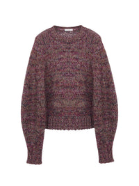 Pull col rond en maille tweed de cachemire et laine - Multicolor Purple