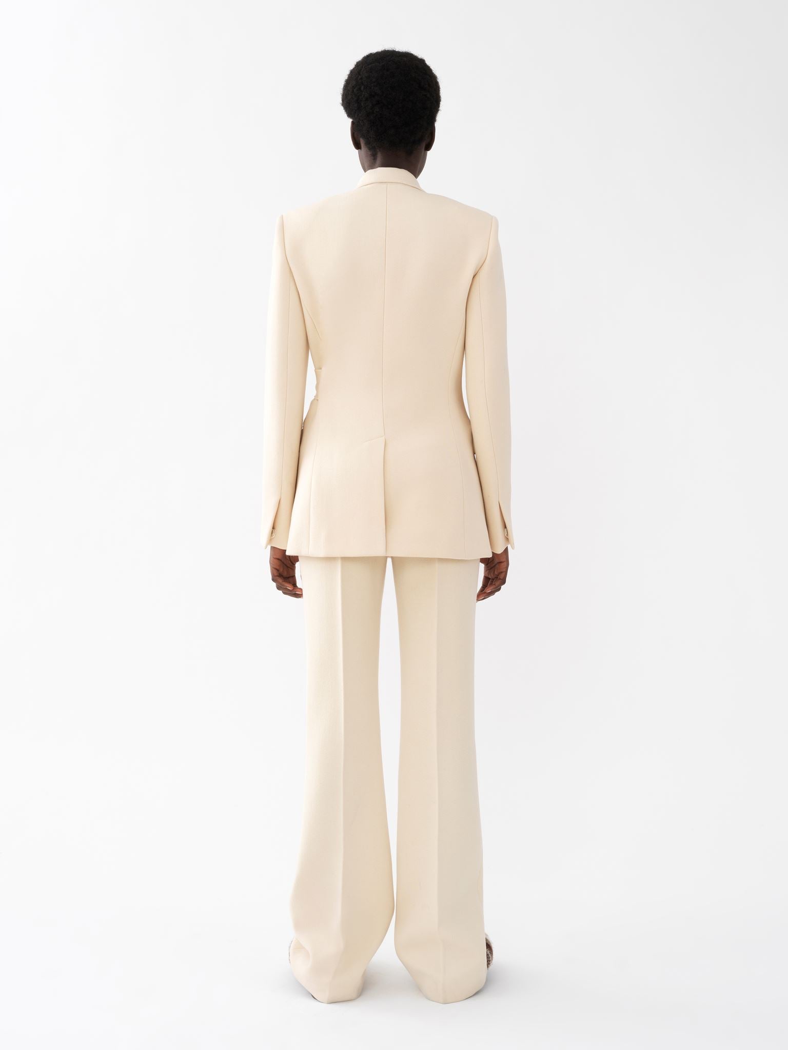 Veste blazer en twill de laine - Seedpearl Beige