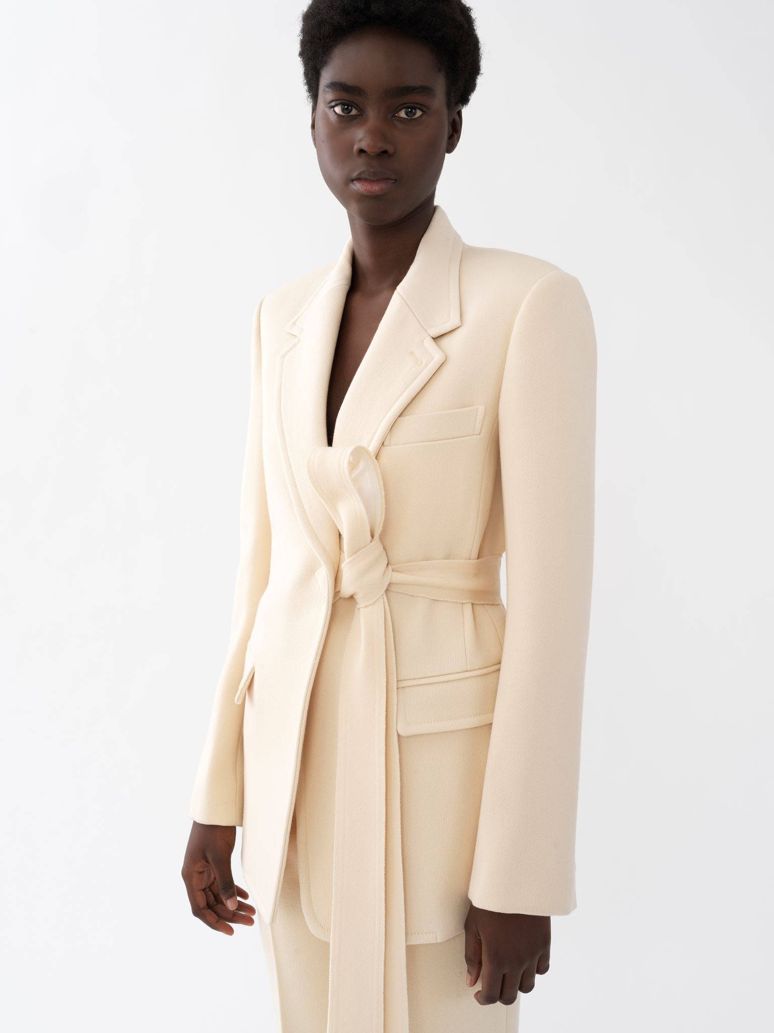 Veste blazer en twill de laine - Seedpearl Beige