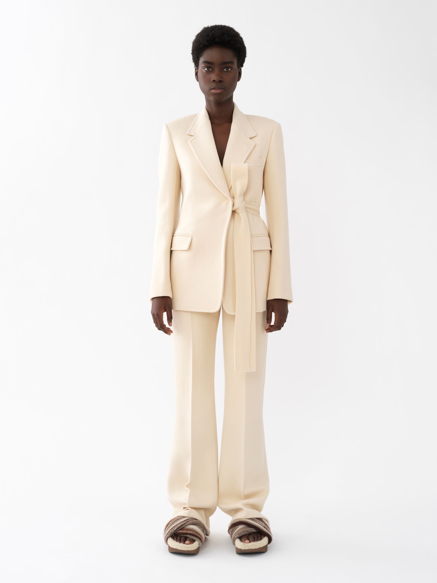 Veste blazer en twill de laine - Seedpearl Beige