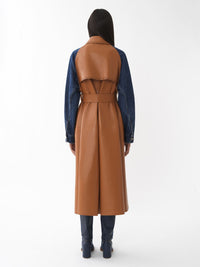 Manteau en cuir et soie - Orange Bleu