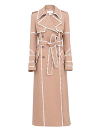 Manteau long croisé en laine - Pearl Beige
