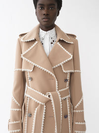 Manteau long croisé en laine - Pearl Beige