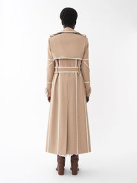 Manteau long croisé en laine - Pearl Beige