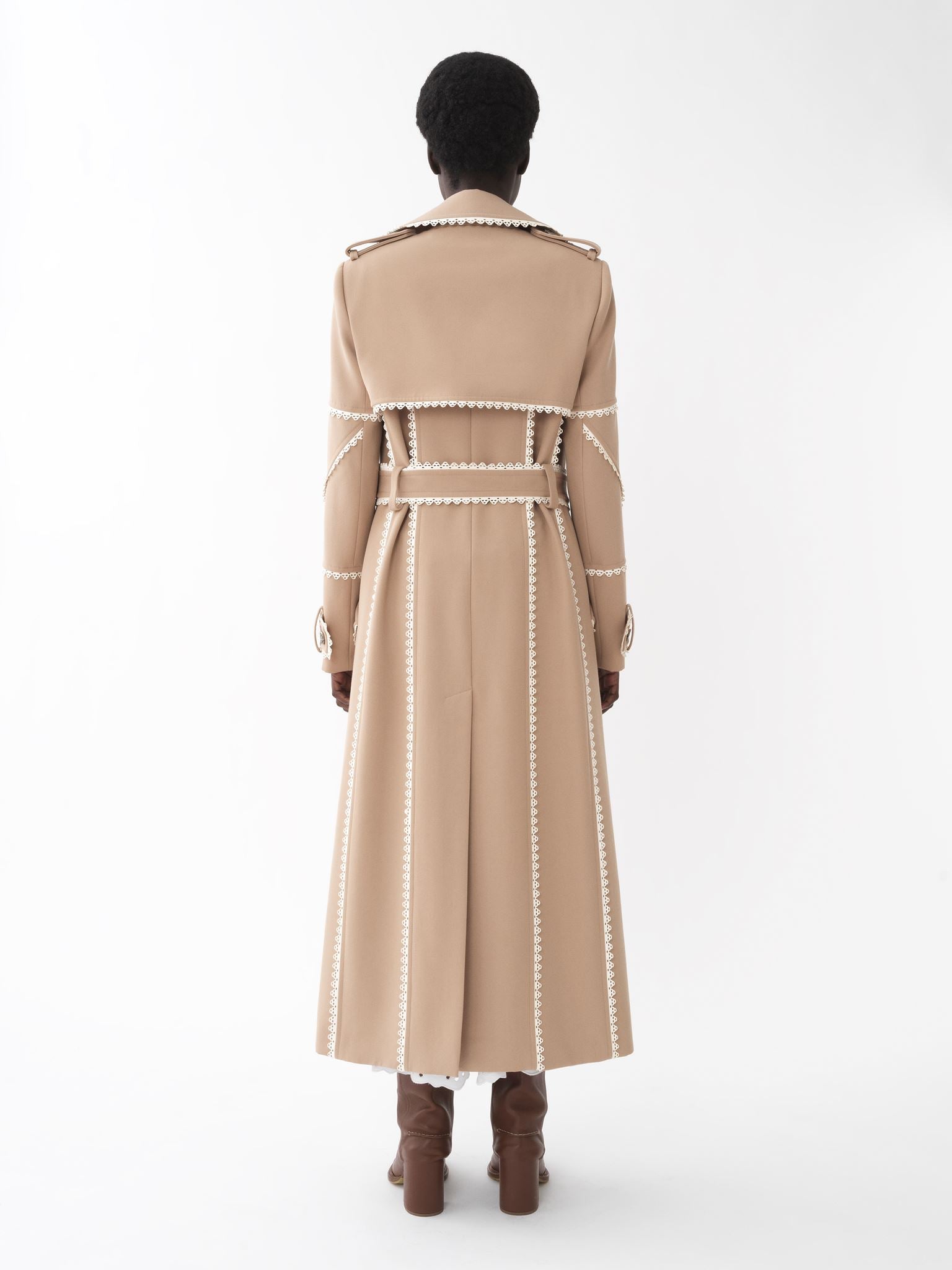 Manteau long croisé en laine - Pearl Beige