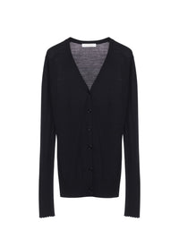Cardigan à col V en laine extrafine - Navy