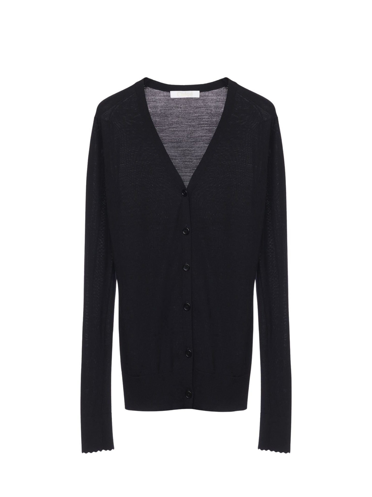 Cardigan à col V en laine extrafine - Navy