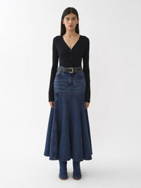 Cardigan à col V en laine extrafine - Navy