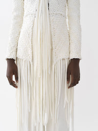 Veste longue en rubans de soie tressés - Iconic Milk