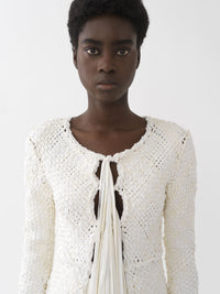 Veste longue en rubans de soie tressés - Iconic Milk