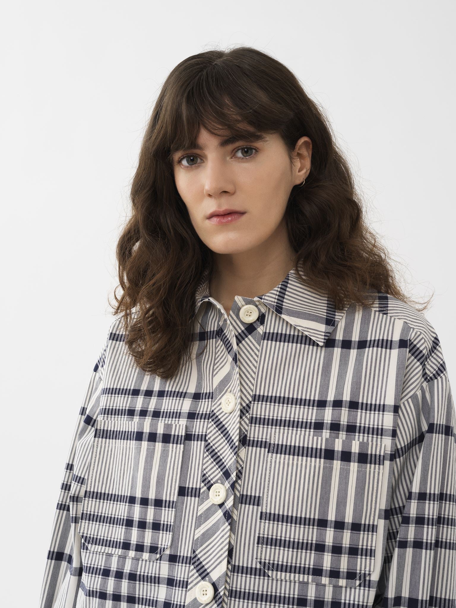 Veste chemise oversize - White & Blue