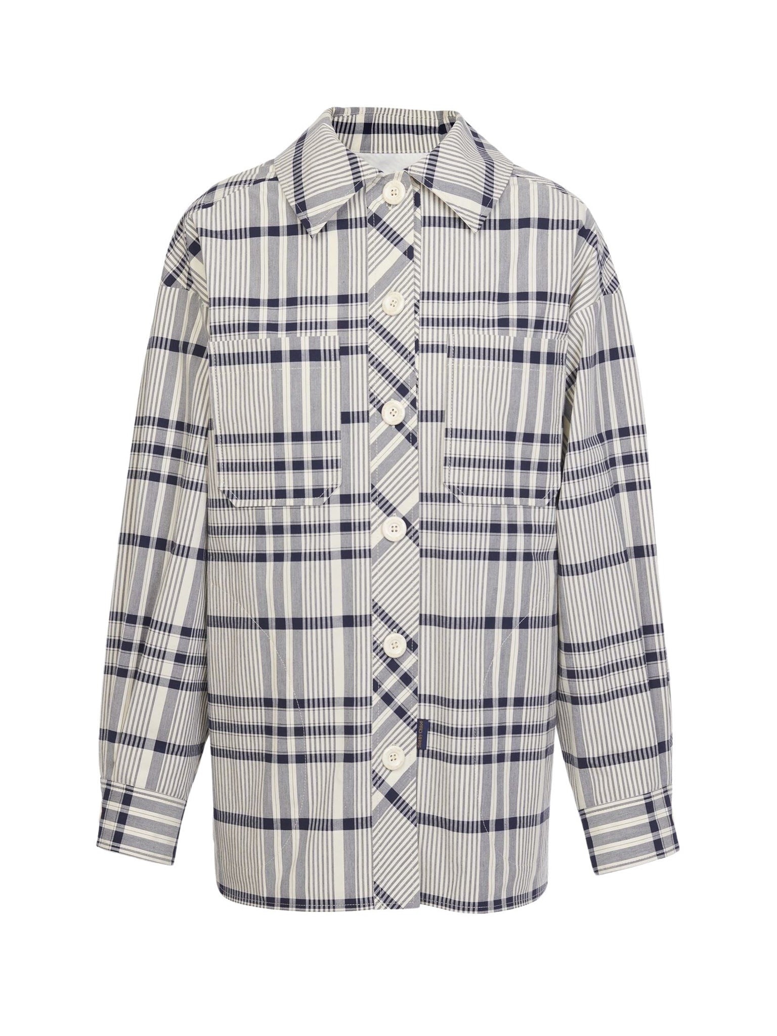 Veste chemise oversize - White & Blue