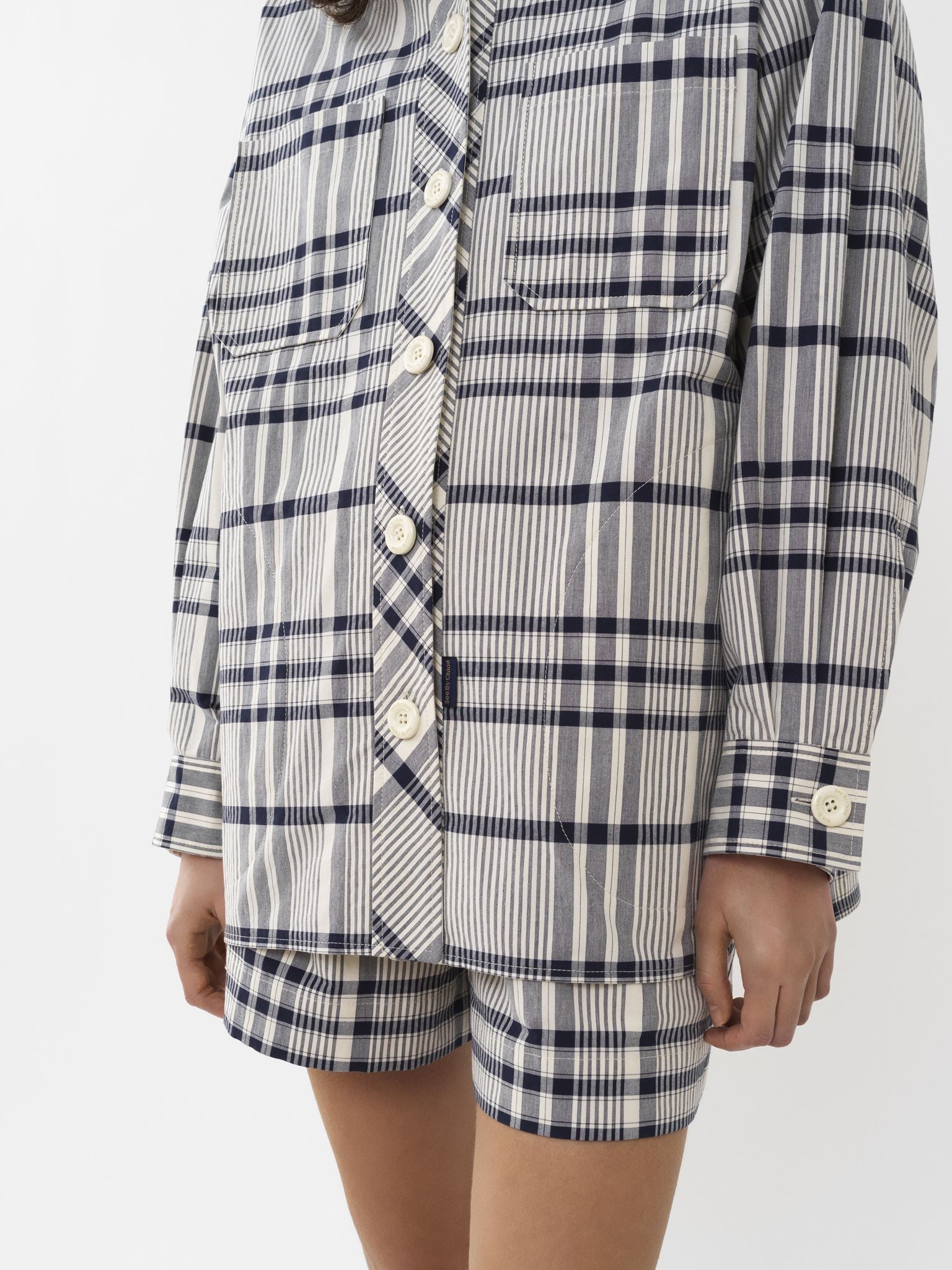 Veste chemise oversize - White & Blue