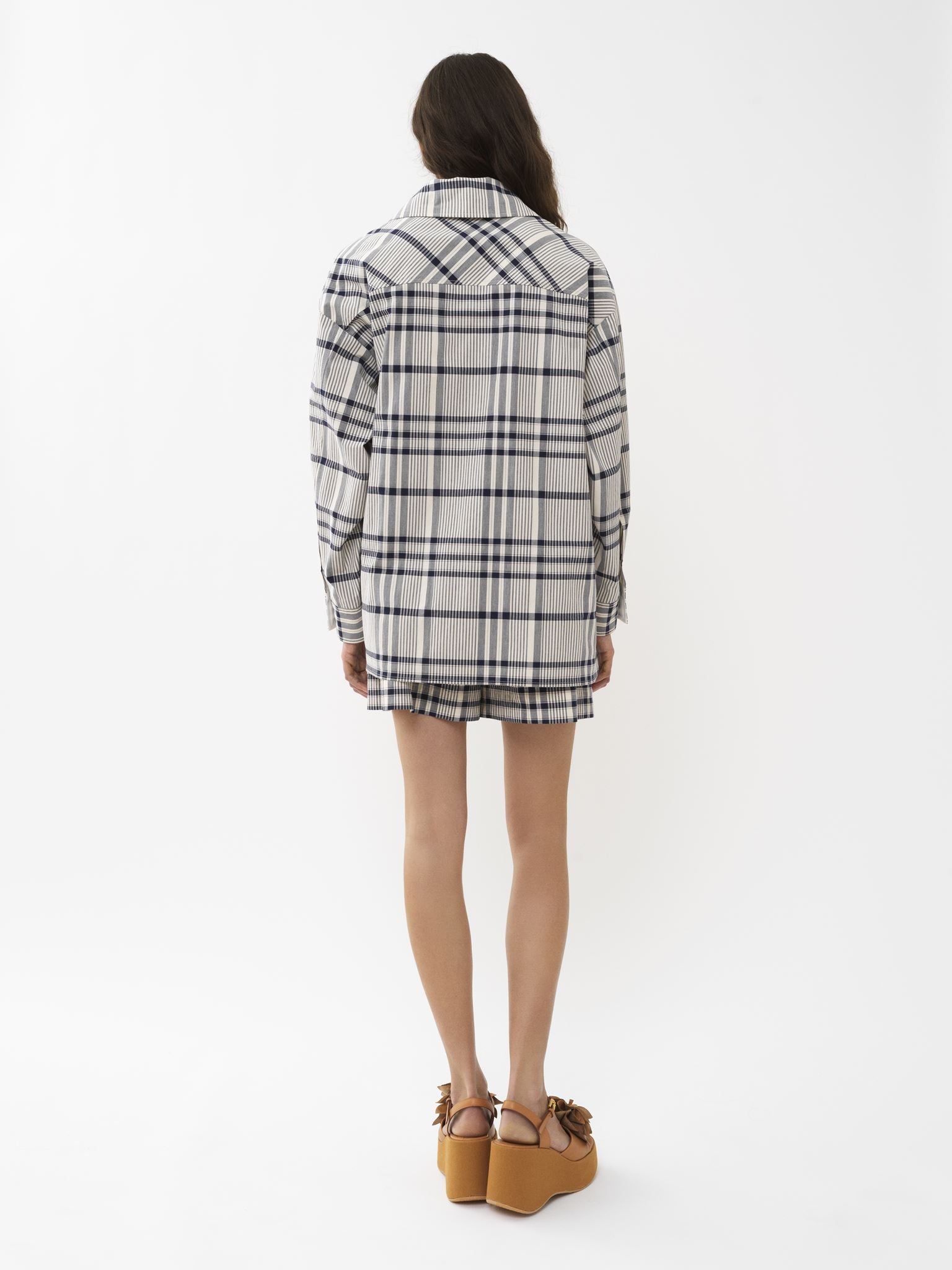 Veste chemise oversize - White & Blue