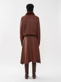 Veste en cuir brodée - Intense Brown
