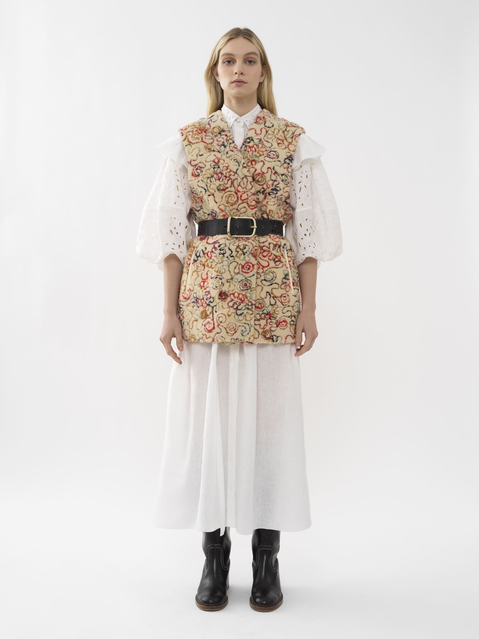 Gilet sans manches en cuir - Multicolor Blanc