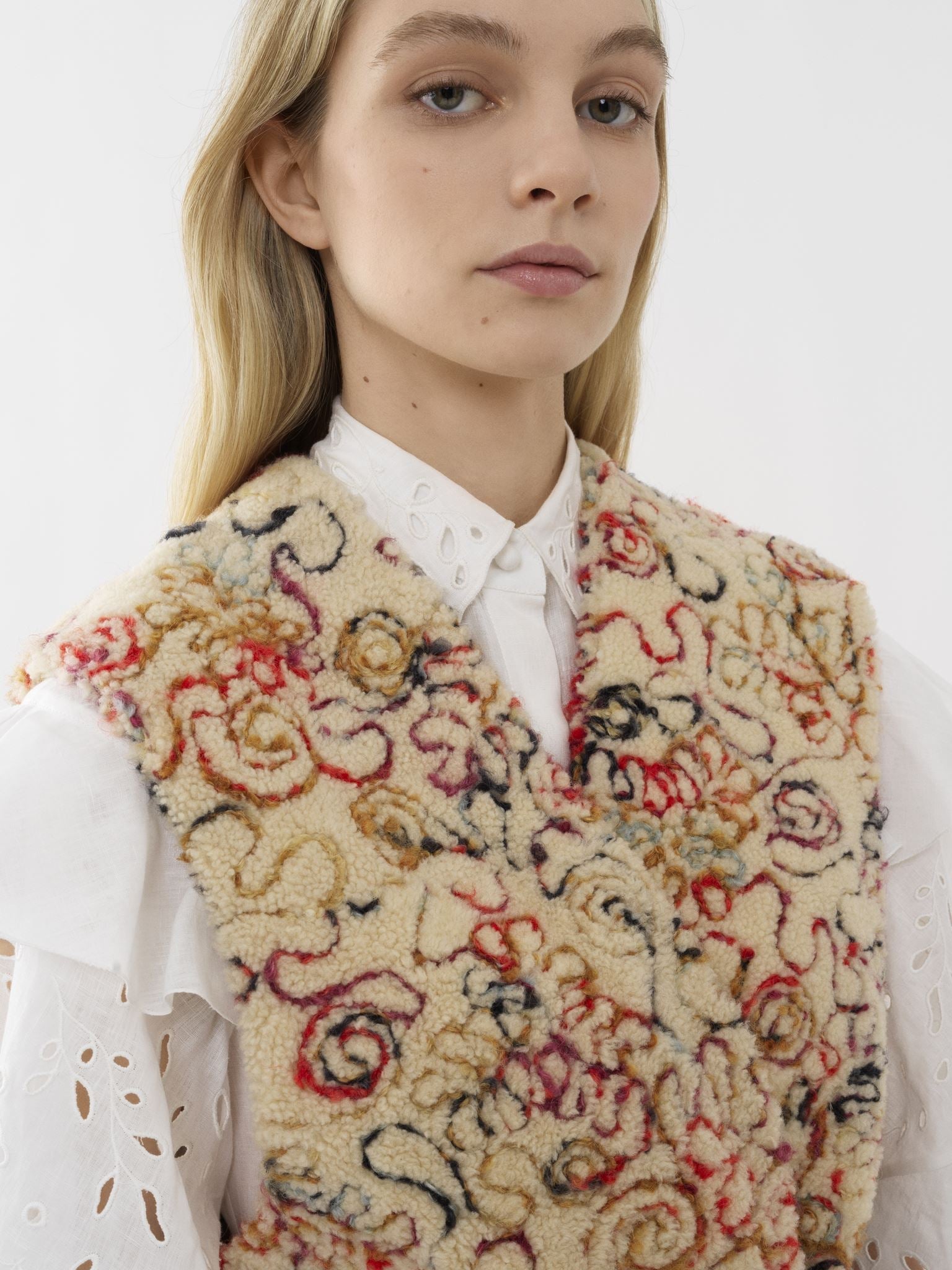 Gilet sans manches en cuir - Multicolor Blanc