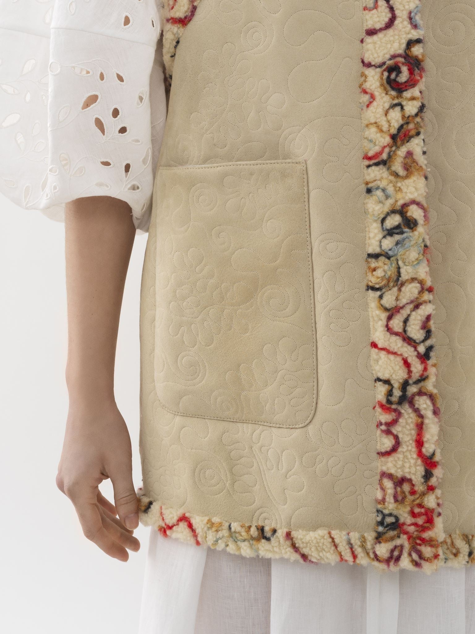 Gilet sans manches en cuir - Multicolor Blanc