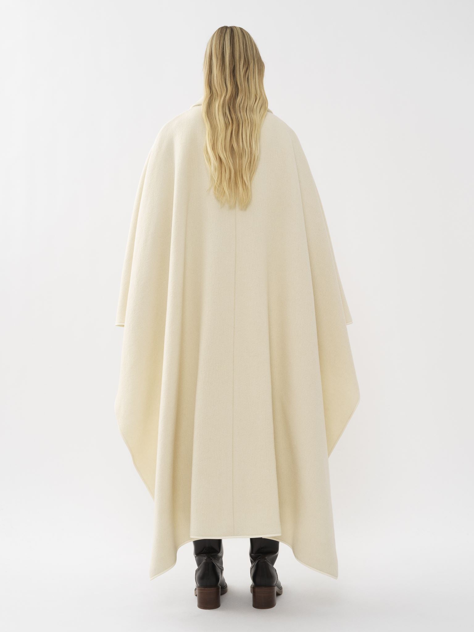 Cape longue en cachemire - Dusty White