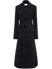 Trench long ajusté en laine - Anthracite Blue
