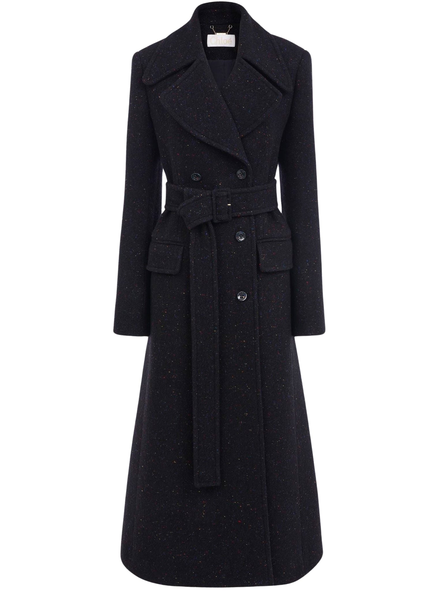 Trench long ajusté en laine - Anthracite Blue