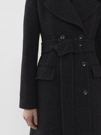 Trench long ajusté en laine - Anthracite Blue