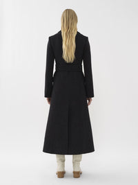 Trench long ajusté en laine - Anthracite Blue
