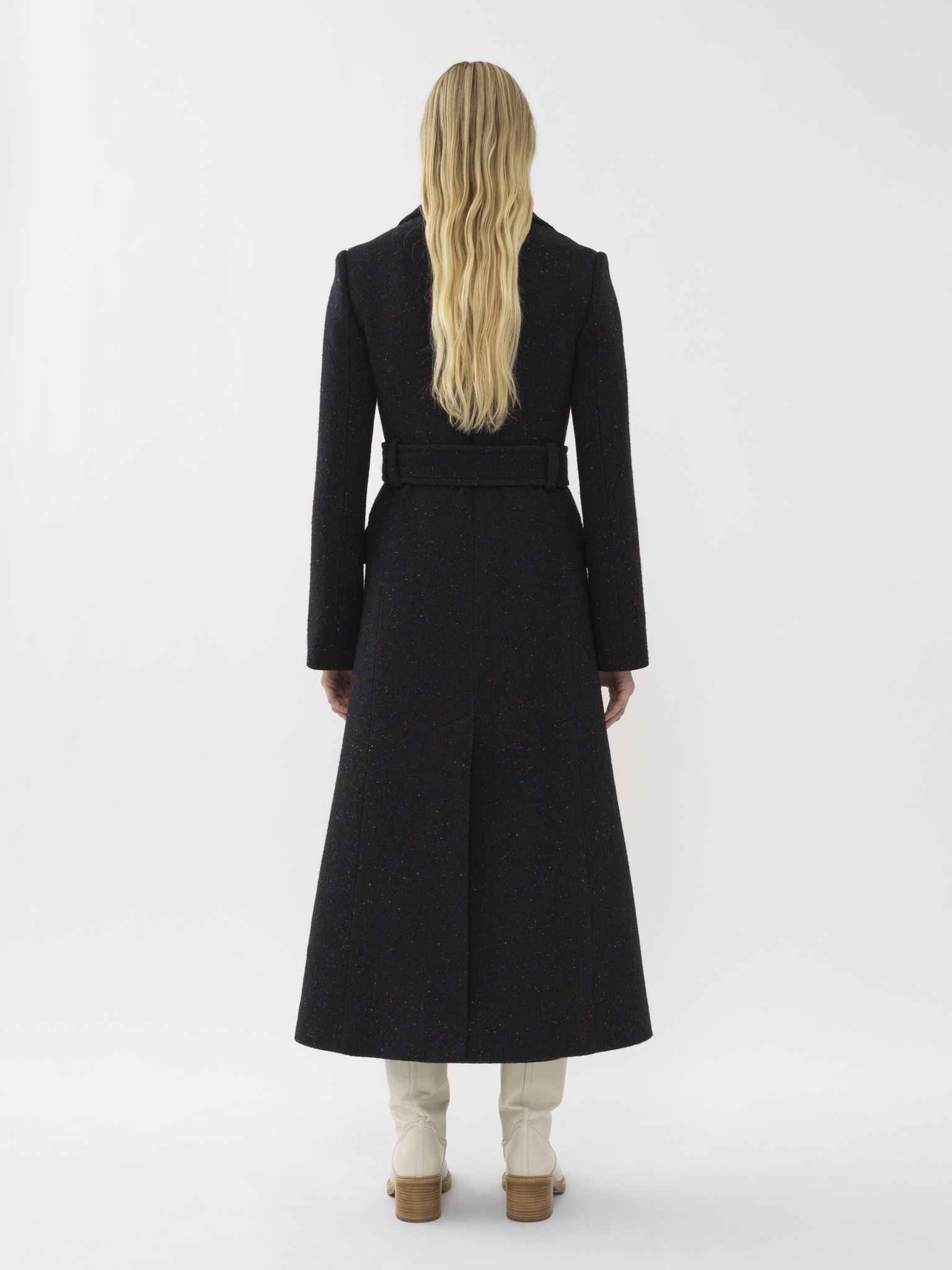 Trench long ajusté en laine - Anthracite Blue