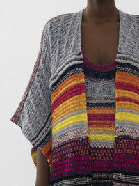 Manteau avec rayures irrégulières en cachemire recyclé - Multicolor