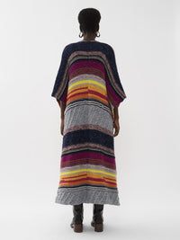 Manteau avec rayures irrégulières en cachemire recyclé - Multicolor