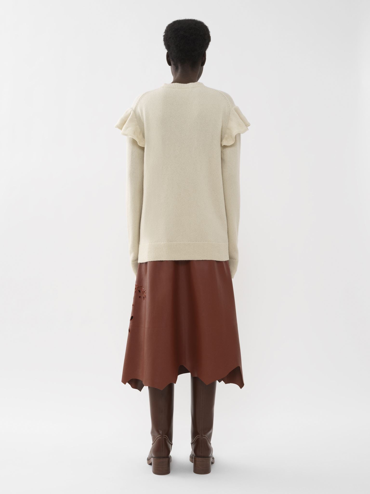 Pull volanté en cachemire - White Powder