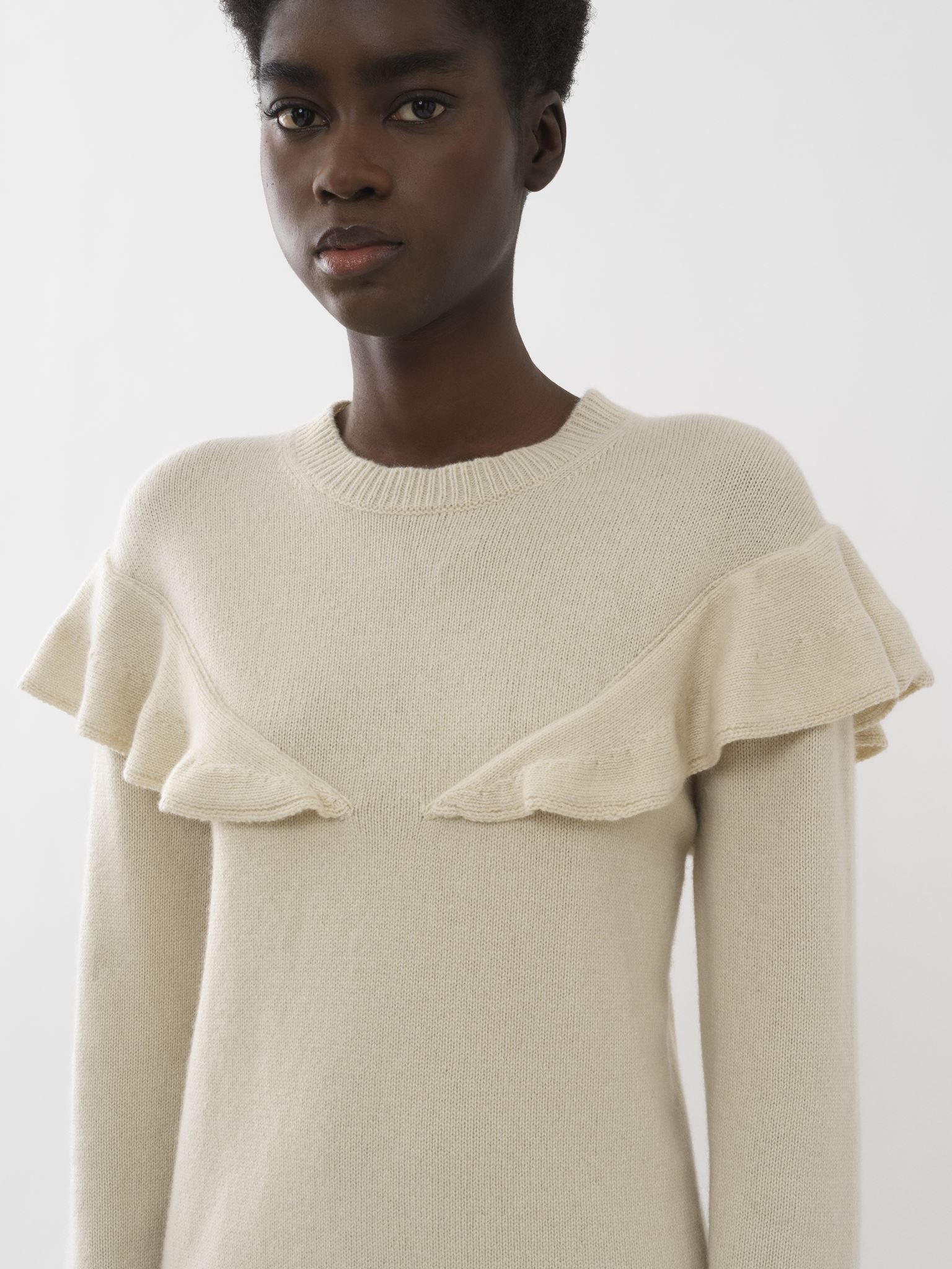 Pull volanté en cachemire - White Powder