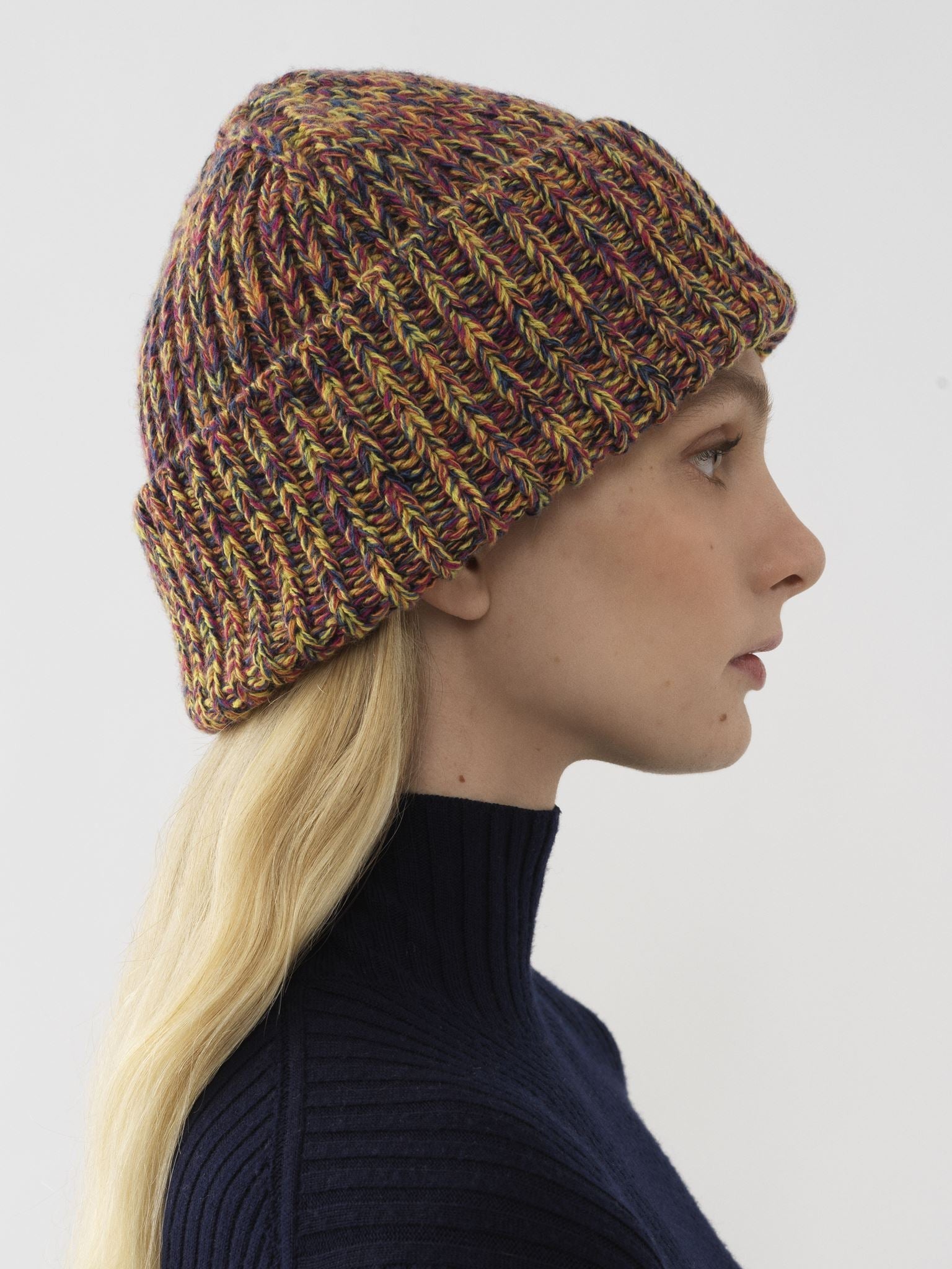 Bonnet chiné en cachemire - Multicolor
