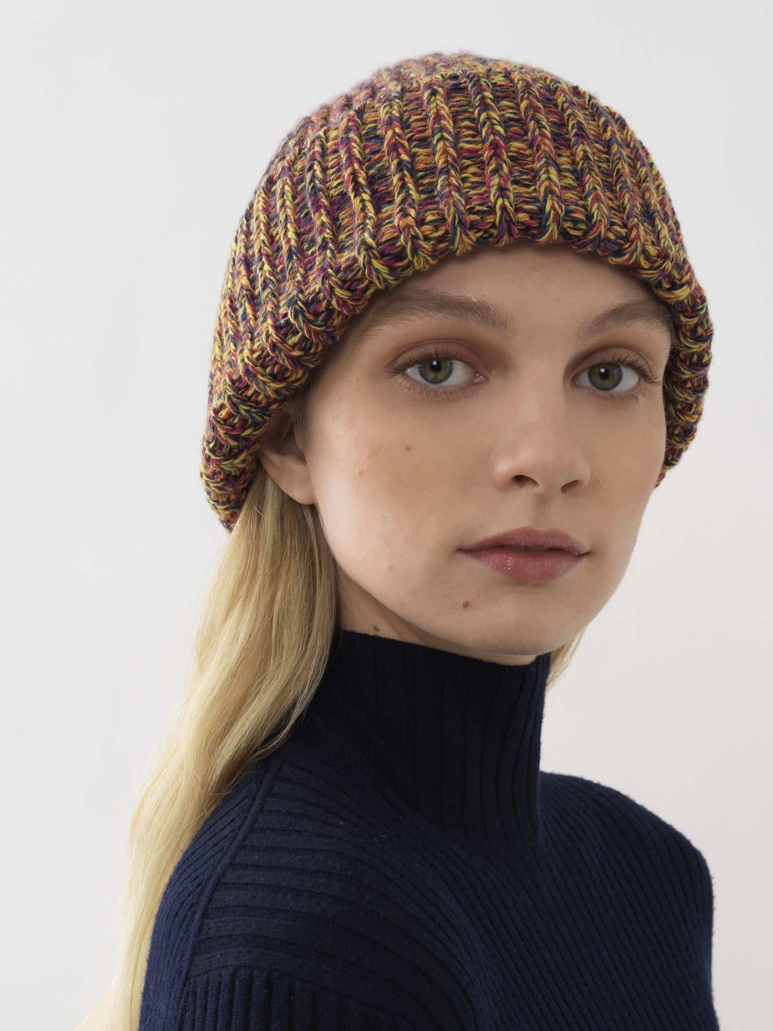 Bonnet chiné en cachemire - Multicolor