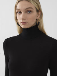 Pull col roulé en laine - Black