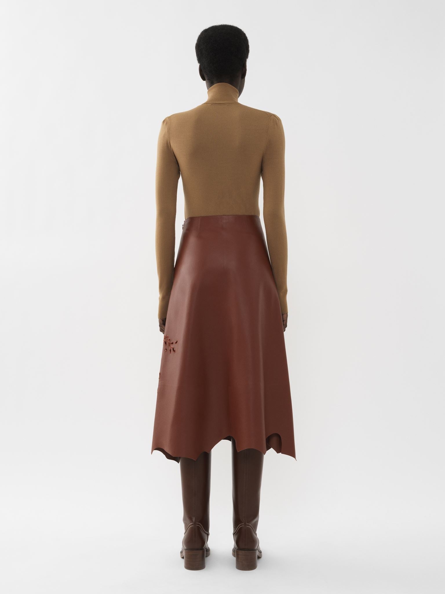 Pull col roulé en laine - Worn Brown