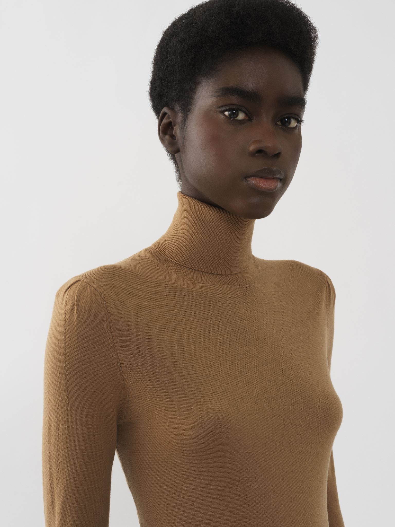 Pull col roulé en laine - Worn Brown