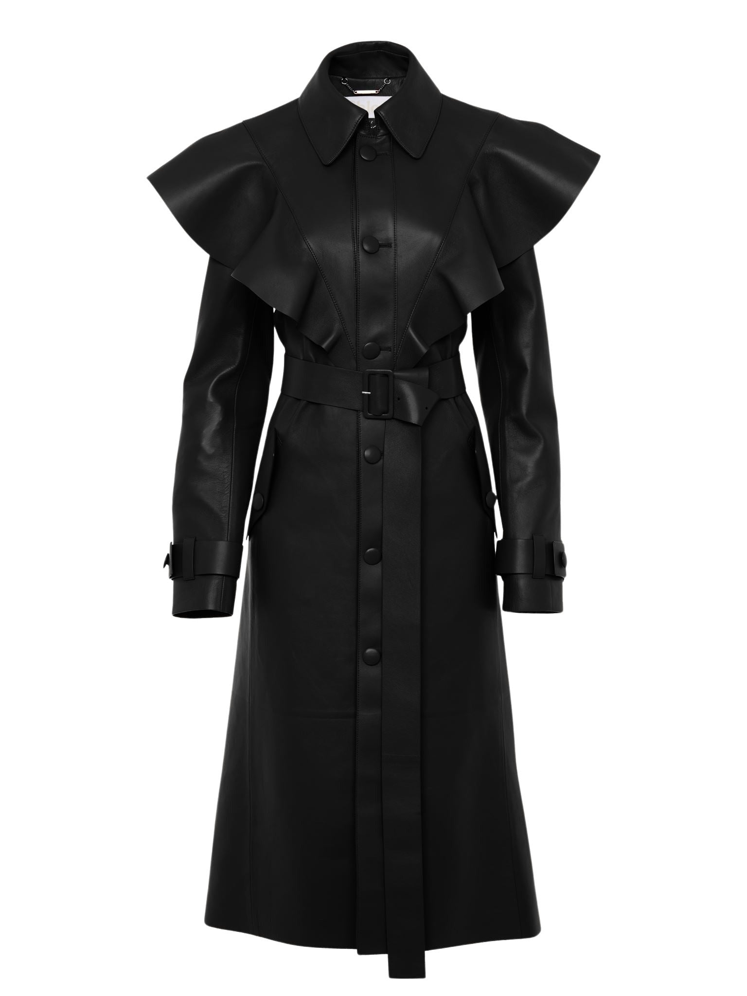 Trench volanté en soie - Noir