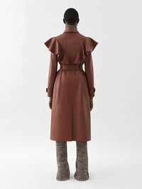 Trench volanté en cuir - Intense Brown