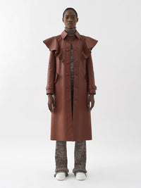 Trench volanté en cuir - Intense Brown