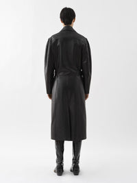 Manteau long Biker en cuir - Black