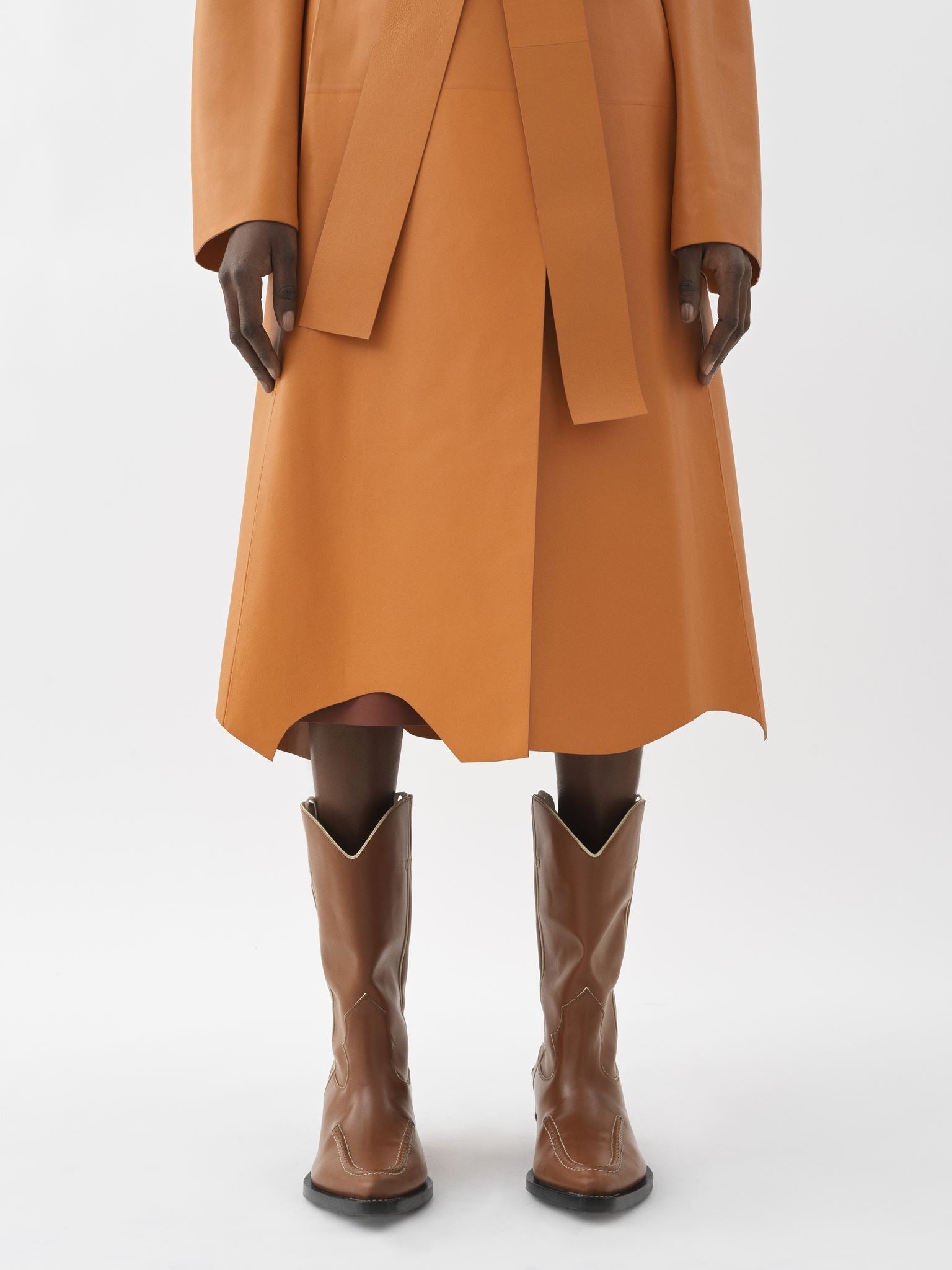 Manteau croisé en cuir - Sunset Orange